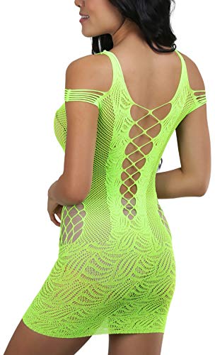 Image of ToBeInStyle Women's Stretch See Through Fishnet Novelty Mini Rave Party Dress