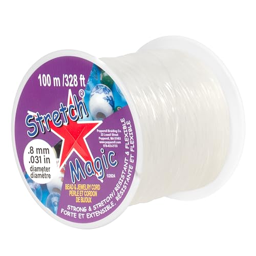 Stretch Magic Elastic Beading Cord Clear Color 0.8mm in Diameter 100-Meter (328 ft) - Easy to Knot Strong & Stretchy String for Making Beaded Jewelry