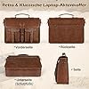 RAINSMORE Cartable Homme Sacoche Ordinateur 18 Pouces Sac Bandoulière Sac a Main Imperméable PU Cuir Artificiel Porte Document pour Affaires Collège Marron #5