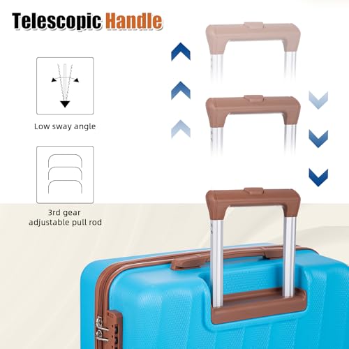 Image of Luggage Sets 6 Piece Suitcases with Wheels,ABS Hard Case Suitcases with Spinner Wheels,Durable Travel Luggage(SkyBlue, 6 Piece Set(16 inch /20 inch /24 inch /28))