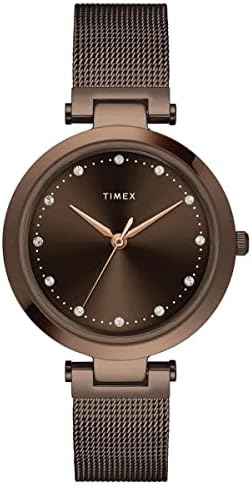 TIMEX Analog Watch for Women with Round Dial & Water Resistant Women's Wrist Watches, Brown, 34mm, Casual