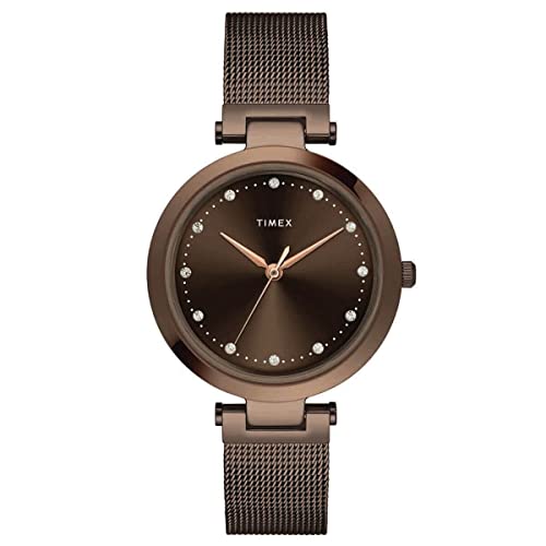 TIMEX 34 mm Fashion Brown Dial Brown Stainless Steel Mesh Bracelet Analogue Watch - TWEL11825