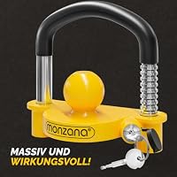 MONZANA® Anhängerschloss für gängige Anhängerkupplung einfache Montage Diebstahlschutz Diebstahl Anhänger Sicherung 2 Schlüssel Kreuzschloss gelb – Ansicht 9