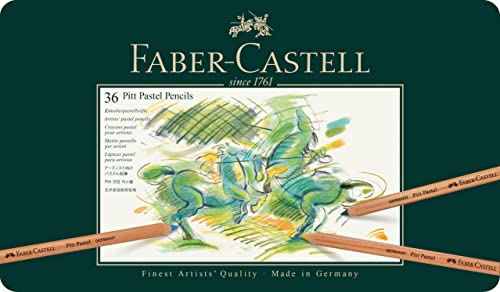 Faber-Castell 112136 - Farbstifte Pitt Pastellstifte, 36 Künstlerfarbstifte im Metalletui, verwischbare Farben & 128336 - Softpastellkreide STUDIO QUALITY, 36er Etui