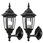 EMART Outdoor Porch Sconce LED Exterior Wall Light Fixtures, Special Handling Anti-Corrosion Plastic Material, Waterproof Security Lamp for Garage, Front Door, House - 2 Pack, Black (Bulb Included)
