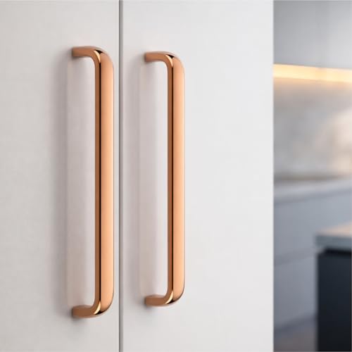 Image of 8 Inches PVD Rose Gold Stainless Steel Kitchen Cabinet Handles /Drawer Pull Handles for Cupboard & Almirah /Long Wardrobe & Furniture Door Handles(Pack of 4)