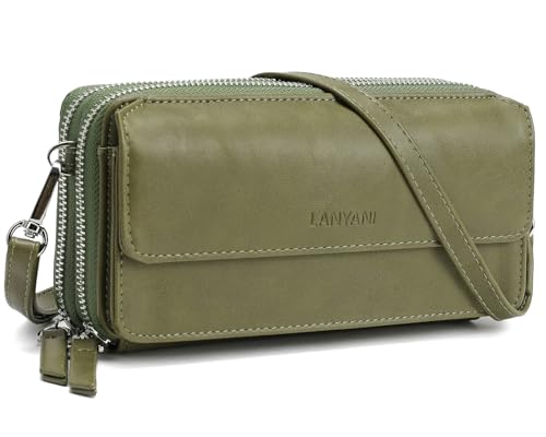 Image of Lanyani RFID Crossbody Wallet Wristlet Purse with Phone Pocket For Women Vegan Leather