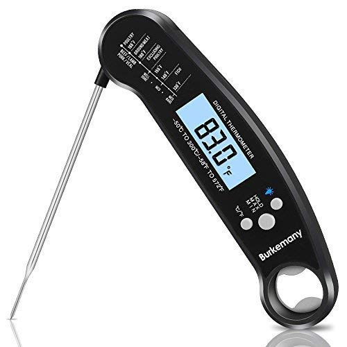 Burkemany digital instant read meat thermometer,Huge LCD screen,Backlight and waterproof design, probe electronic