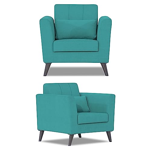 Image of Adorn India Daniel 3+2+1 6 Seater Sofa Set (Aqua Blue)