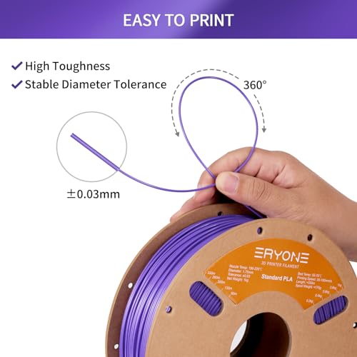Image of ERYONE PLA Filament 3D Printer PLA Filament 1.75mm + /- 0.03mm, PLA Filament 1KG Cardboard Spool(2.2LBS), Dark Purple