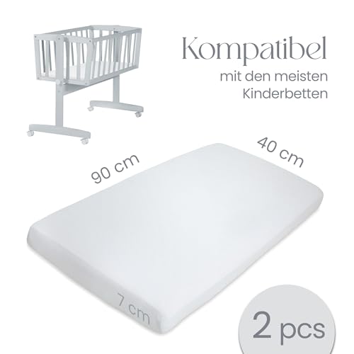 Spannbettlaken Kinderwagen 40x90 Aus 100% Bio-Baumwolle – Waschbar & Ultraweich Grau 2er-Set Spannbettlaken - Für Baby – Ansicht 4