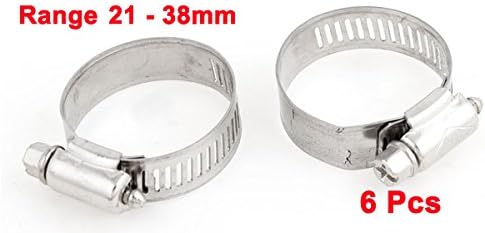 Sourcingmap 6 Pcs 21mm to 38mm Adjustable Metal Hoop Worm Gear Hose Clamp, Silver - Image 4