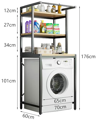 Étagère salle de bain à 3 niveaux réglables et compacte