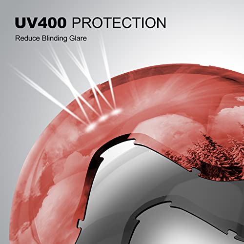Odoland Black Frame Red Lens Vlt 25% Snow Ski Goggles S2 Double Lens Anti-Fog Otg Windproof Uv400 Eyewear For Men, Women And Youth-Skiing Snowboarding, #TOP2