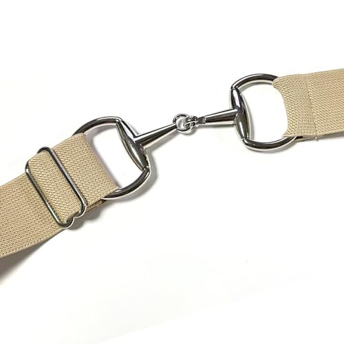Image of Huaerle 1.5 inch Elastic Equestrian Belt with Bit Buckle and Leather Key Strap