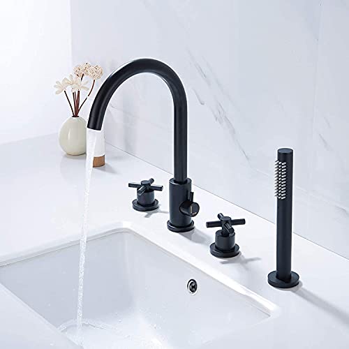 Robinet de baignoire en laiton CHEWYNP : mitigeur 4 trous design chic - 3