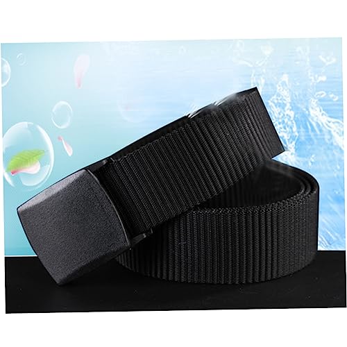 NOLITOY Men's Airport-friendly Nylon Canvas Belt with Automatic Buckle Lightweight Non-metallic for Casual Wear Military Pants Jeans and More Black2