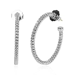 Silver Wheat Chain Hoop