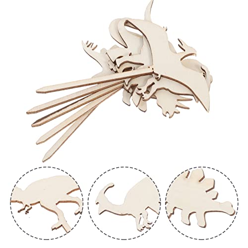 Abaodam 5 Pçs Toppers de Cupcake de Dinossauro de Madeira Animais Dos Desenhos Animados Cupcake Pica
