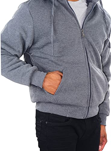 Image of ToBeInStyle Men's Polar Fleece Long Sleeve Zip Up Kangaroo Pocket Cold Weather Hoodie Jacket