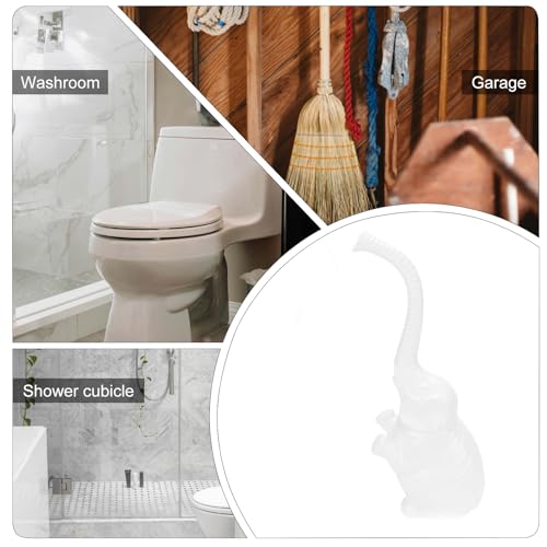Image of Bathroom Toilet Brush Set Cute Modern White Ceramic Toilet Bowl Cleaning Brushes for Bathroom Decorative Toilet Scrubber Brush and Holder for Home RV Bathroom Cleaning Gift (Elephant)