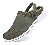  INMINPIN Zuecos Hombre Mujer Zapatillas de Playa Malla Respirable Zapatos de Jardín Ahueca hacia Sandalias de Verano, Ejercito Verde, 42 EU