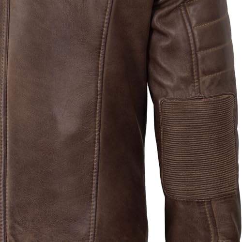 Image of fjackets Leather Jacket Men Real Lambskin - Cafe Racer Moto Style, Stand Collar Zip Up Jacket