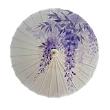 FANSU Handgefertigter Chinesischer Geölter Papierschirm 84CM, Kunst Japanischer Antiker Tanz Dekorativer Regenschirm Klassische Chinesischer Stil Ölpapier (Lila Ranken)
