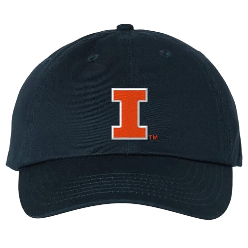 UGP Campus Apparel HT508 - Illinois Fighting Illini Primary Logo Dad Hat - Only Size - Navy