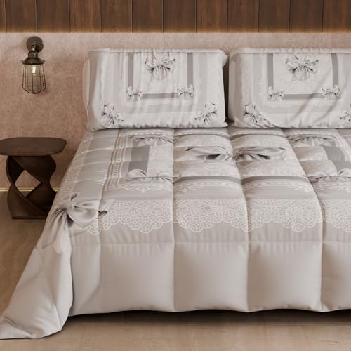 Edredón individual de invierno acolchado gris para cama de noventa 2