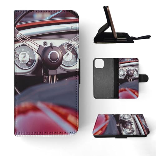 Retro Vintage CAR Speedometer FLIP Wallet Phone CASE Cover for Apple iPhone 15