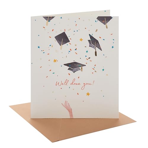 UK Greetings | Congratulations Card for Graduation | Congratulations/Proud of You | Her/Him | Graduation Hats Design | With Envelope | 15.9 x 18.4 cm