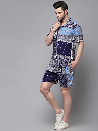 Image of Rigo Printed Co-Ord Set for Men's | Casual Shirt & Shorts Night Suit Set | Lounge-wear Nightdress Pajama Set for Men's | Night Wear, Beach Wear, Vacation Wear Outfit