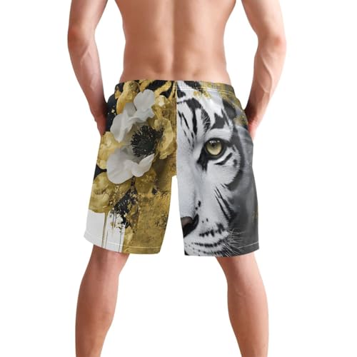 Men Swim Trunks-Art Animal Portrait, Beach Shorts with Inner Lining Quick Dry Board Shorts S2