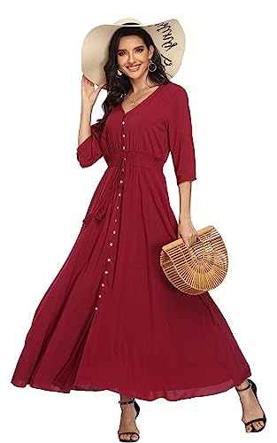 Image of Casual Summer Dresses for Women 2026 Maxi Dress Flowy Bohemian Beach Party