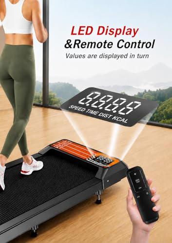 Image of Walking Treadmill Pad with Handle Bar, Portable Treadmills with Incline for Home and Office, 270lbs Capacity Under Desk Treadmill with 2.5HP Remote Control, LED Display