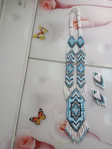 Collar gerdan ucraniano y pendientes multicolor de cuentas de semillas LKBEADS 2