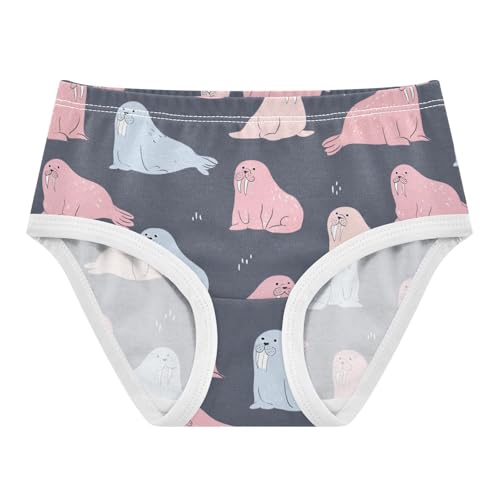 Cute Pink Walrus Girls' Underwear Cotton Blue Girls Briefs Soft Toddler Underwear 2T