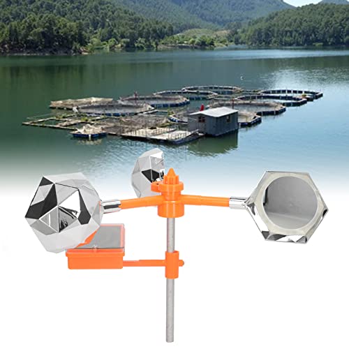 Image of Solar Bird with Rotating Flashing Light and Sound, White Wind Solar Powered for Farms Orchards Fields