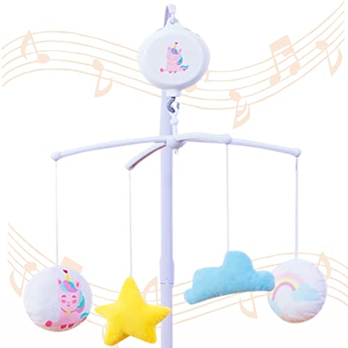 Crib Mobile For Girls Boys, Baby Mobile For Crib With Digital Music Box Special 35 Lullabies For Baby Gifts Ages Newborn +, Pink Unicorn - Yellow Star - Blue Cloud - Rainbow #TOP12