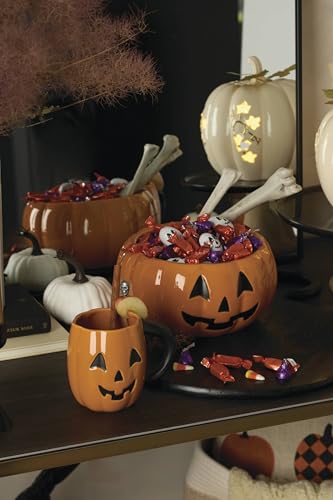 Image of Lenox Halloween Figural Pumpkin Porcelain Mug Set for 4, 20oz
