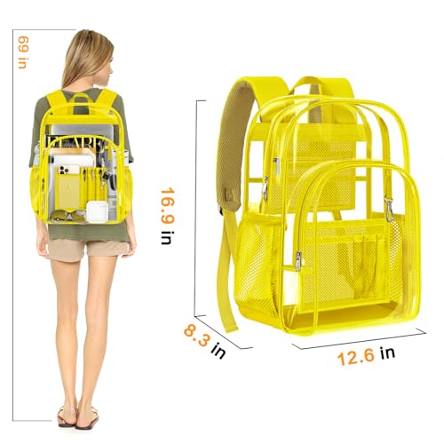 Image of PAMANO Clear Backpack, Heavy Duty Transparent Reinforced Bottom See Through for College, Travel Work Security