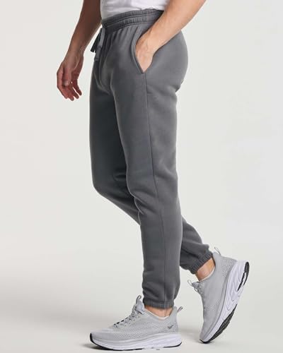 Real Essentials 3 Pack: Men's Fleece Elastic Bottom Jogger Sweatpants with Pockets (Available in Big & Tall)3