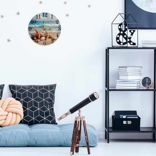 Horloge murale silencieuse sans tic-tac à quartz thème mer pour chambre et école