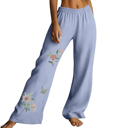 Pantalon de VTT pour femme ample en coton lin idéal pour le printemps