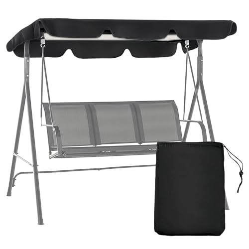 Patio Swing Canopy Replacement Top, 65x45/75x45/78x47 Outdoor 2/3 Seater Porch Swing Canopy Cover, Reinforced Edges Rip Proof UV Block Sun Shade 420D Waterproof for Garden Yard Park Porch Seat (75x45)