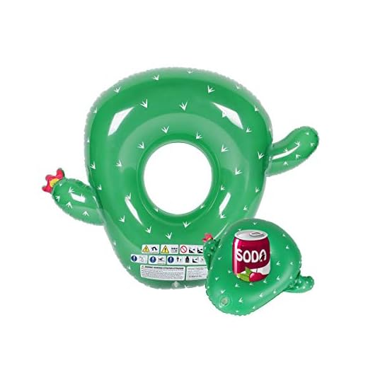 Airmyfun - Flotador Hinchable Xxl Y Portabebidas Hinchable Para Piscina Y Playa – Pack De Evasión De Cactus