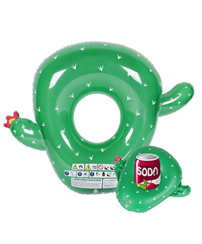 Airmyfun - Flotador Hinchable Xxl Y Portabebidas Hinchable Para Piscina Y Playa – Pack De Evasión De Cactus