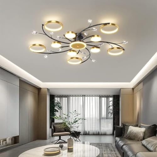 Plafonnier en cristal LED à intensité variable avec télécommande pour chambre moderne - 4