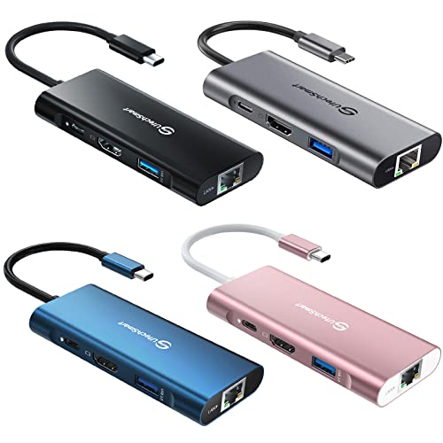 USB C Hub, UtechSmart 6 in 1 USB C to HDMI Adapter Compatible for MacBook Pro USB C Laptops and Chromecast with Google TV(Grey+Pink+Black+Pink)